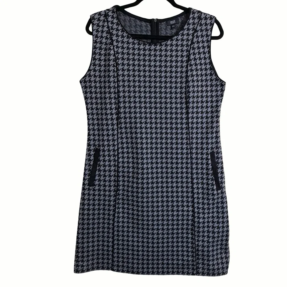 F&F Clothing Gray & Black Houndstooth Sleeveless Career Dress Size XXL - Picture 15 of 16